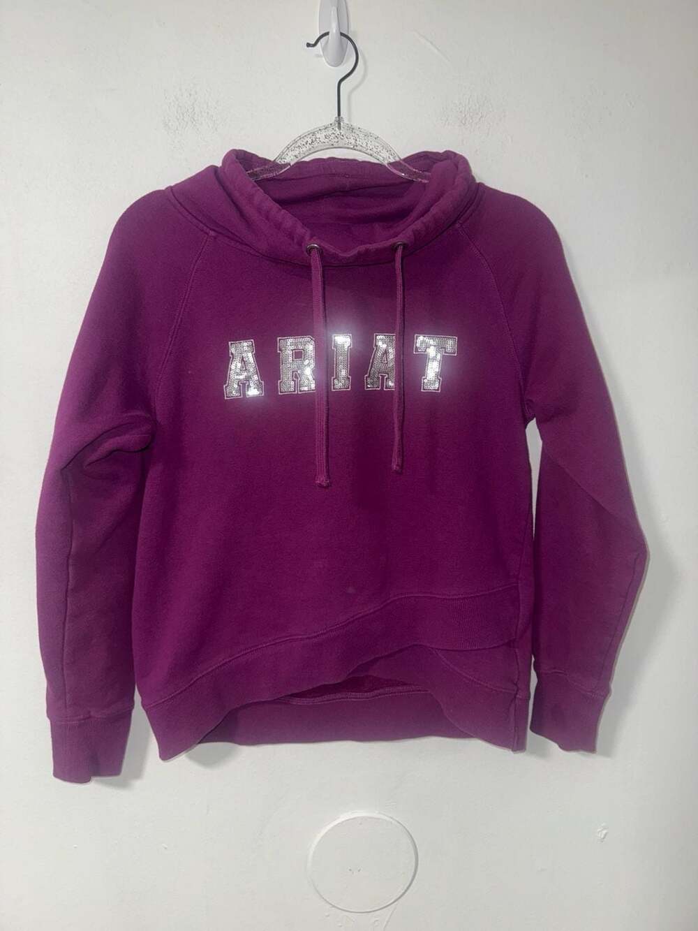 Ariat Real Sequin Cowl Neck Hoodie Size S Purple